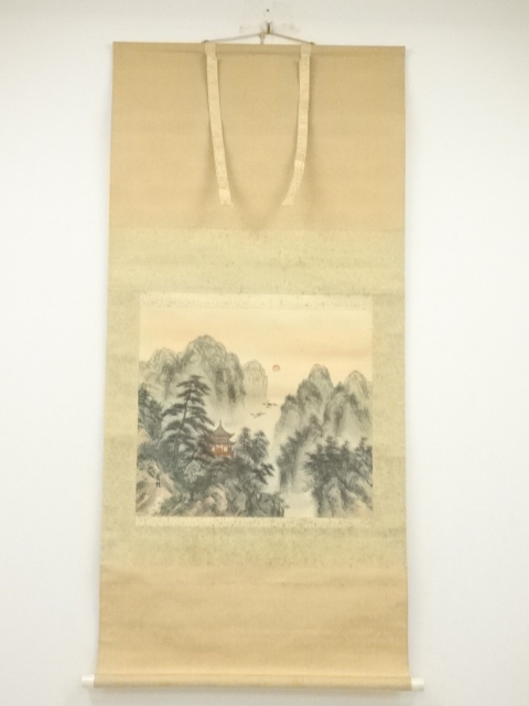 JAPANESE HANGING SCROLL / HAND PAINTED / Mt. PENGLAI